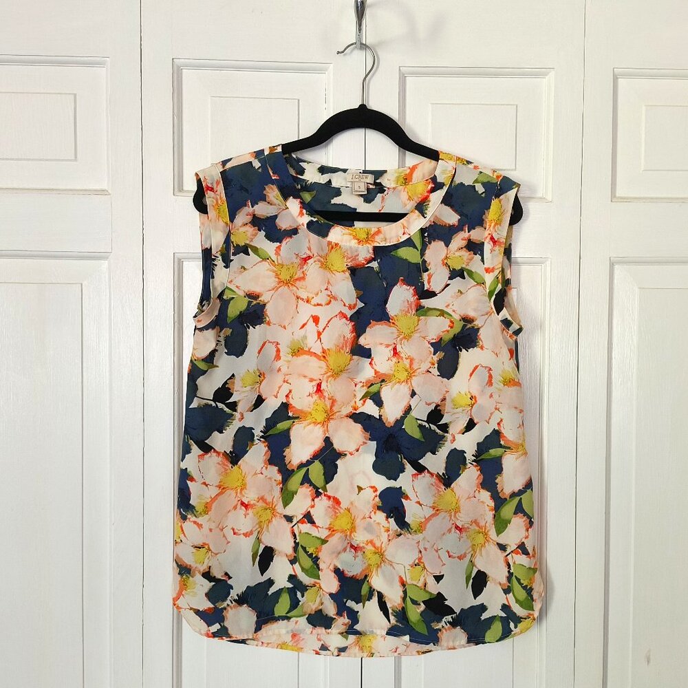 Women's J.Crew Factory Printed Drapey Sleeveless Floral Blouse Size S